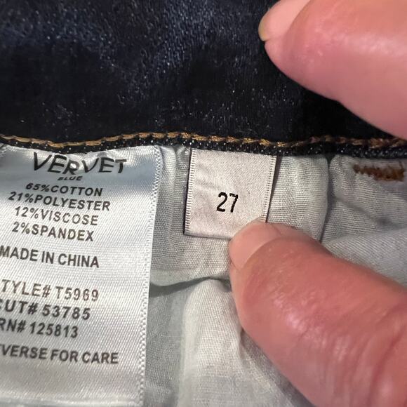 Vervet Blue Step Kick Raw Hem Flare Cropped Jeans - SIZE 27 - Picture 6 of 12